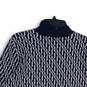 NWT Liz Claiborne Womens Blue White Geometric Mock Neck Pullover Sweater Size M image number 4