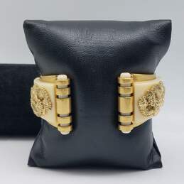 Cabi Gold Tone Seahorse Hinge 6" Cuff Bracelet 74.8g