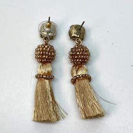Designer J. Crew Gold-Tone Beaded Crystal Silk Tassel Dangle Drop Earrings alternative image