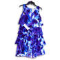 NWT Womens Multicolor Tie-Dye Round Neck Tiered Ruffle A-Line Dress Sz 10P image number 2