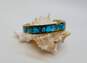 Taxco Mexican Modernist 925 Sterling Silver Dyed Howlite Inlay Cuff Bracelet 30.8g image number 1