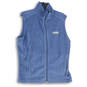 Womens Blue Fleece Mock Neck Sleeveless Full-Zip Vest Size Medium image number 1