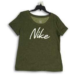 Nike Womens Dri-Fit Green Round Neck Short Sleeve Pullover T-Shirt Size Medium