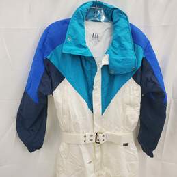 Nils Vintage Women's White & Blue Nylon Insulated Snow Suit Size 12
