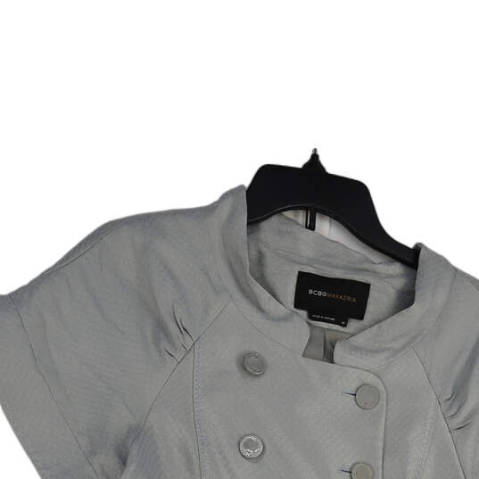 Womens Gray Short Sleeve Pockets Double Breasted Jacket Size Medium image number 4