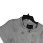 Womens Gray Short Sleeve Pockets Double Breasted Jacket Size Medium image number 4