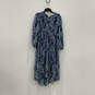 NWT Womens Blue Balloon Sleeve V-Neck Tiered Printed Maxi Dress Size Small image number 1