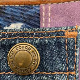 Coach Womens Blue Purple Patchwork Inner Pocket Logo Charm Wristlet Wallet