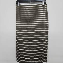 Green & White Striped Stretch Pencil Skirt alternative image