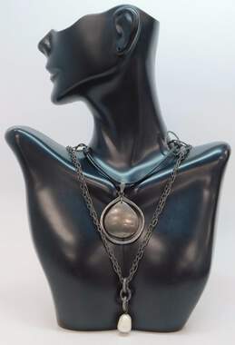 Silpada Sterling Silver Pearl & Pendant Toggle Necklaces 27.0g