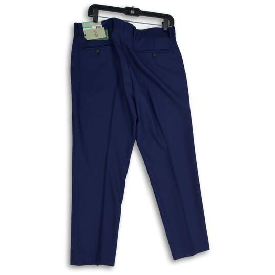 NWT Alfani Mens Blue Flat Front Straight Leg Dress Pants Size 34/30 image number 2