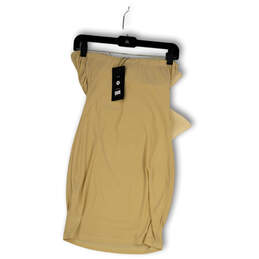 NWT Womens Yellow Beaded Pleated Stretch Strapless Mini Dress Size Small alternative image