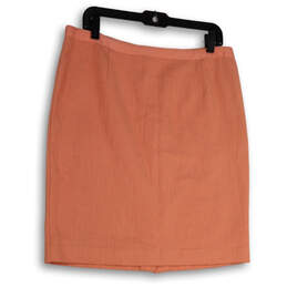 Womens Orange Flat Front Back Zip Short Straight & Pencil Skirt Size 12