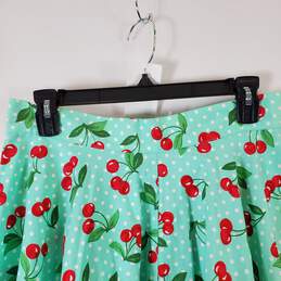 Mandie Bee Women's Mint Green Cherry Print Skirt Z L NWT alternative image