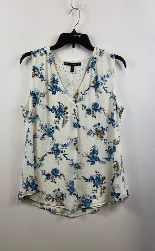 White House Black Market White Floral Top - Size 8 image number 1