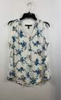 White House Black Market White Floral Top - Size 8 image number 1