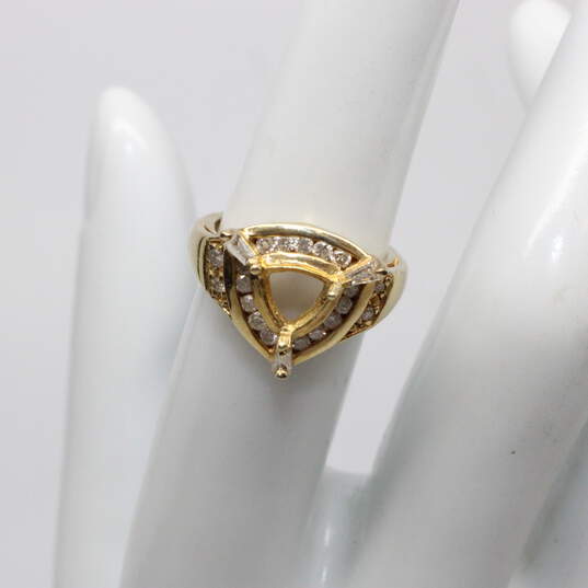 14K Yellow Gold Diamond Accent Ring Size 4.25 FOR SETTING - 3.8g image number 2
