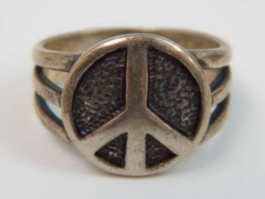 Silpada Sterling Silver Peace Sign Ring 6.3g image number 4