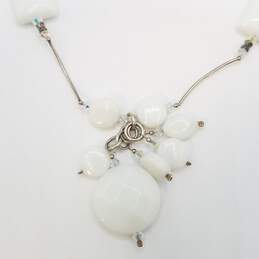 Sterling Silver Faceted Crystal Bead White Gemstone Pendant 19 In Necklace 31.1g alternative image