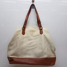 Isaac Mizrahi Large Leather Tote Bag Beige/Brown alternative image