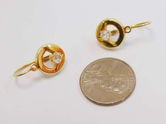 Vintage 14K Yellow Gold Faceted Glass Lever Back Earrings 1.6g image number 3