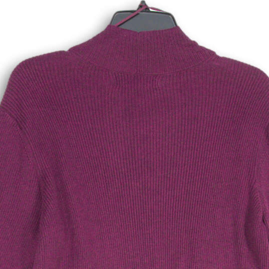 NWT Womens Purple Knitted Bell Sleeve Open Front Cardigan Sweater Size L image number 4