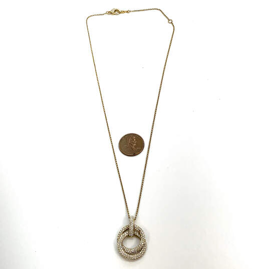 Swarovski Designer Silver-Tone Crystal Double Ring Pendant Necklace image number 3