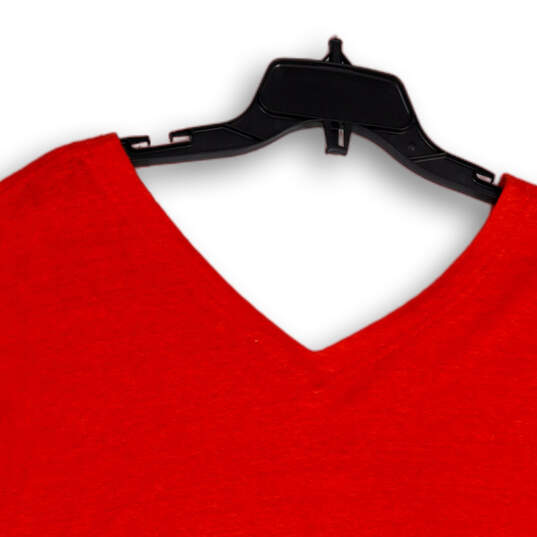 Womens Orange Regular Fit V-Neck Short Sleeve Pullover T-Shirt Size 2 image number 4