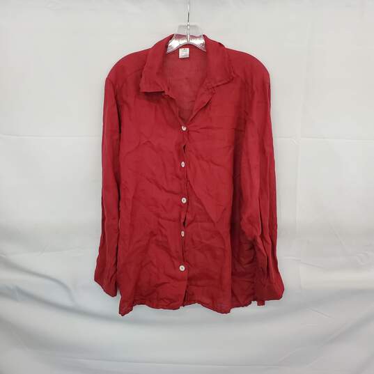 Moreno Martini Da Firenze Red Linen Button Up Shirt WM Size M image number 1