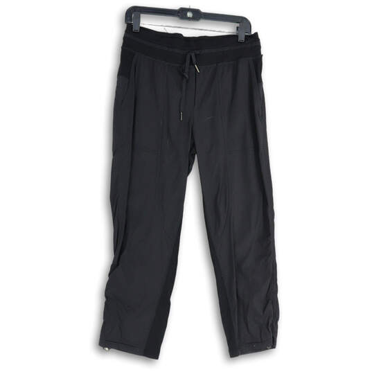 Buy the Womens Black Pinstripe Slash Pocket Drawstring Ankle Pants