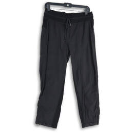 Womens Black Pinstripe Slash Pocket Drawstring Ankle Pants Size 8
