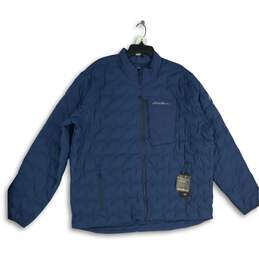 Eddie Bauer Mens Blue Mock Neck Long Sleeve Full-Zip Puffer Jacket Size 2XL