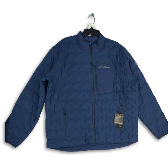 Eddie Bauer Mens Blue Mock Neck Long Sleeve Full-Zip Puffer Jacket Size 2XL image number 1