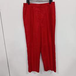 Ralph Lauren Women's Red 100% Linen Pleated Pants Size 16