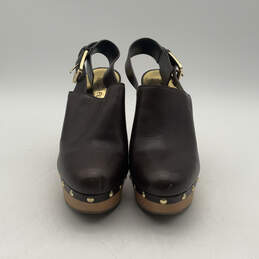 Womens Beatrice Black Leather Round Toe Platform Slingback Mule Heels Size 7.5 alternative image