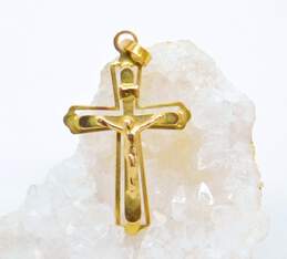 14K Yellow Gold Cross Crucifix Pendant 1.7g