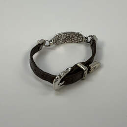 Designer Brighton Silver-Tone Floral Leather Adjustable Buckle Bracelet alternative image