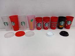 Bundle of 9 Assorted Reusable Starbuck Cups w/Lids