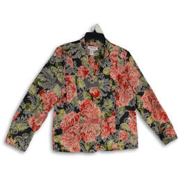 Womens Multicolor Floral Long Sleeve Button Front Jacket Size X-Large