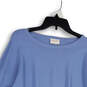 Womens Blue Knitted Round Neck Ruffle Sleeve Pullover Sweater Size Large image number 3