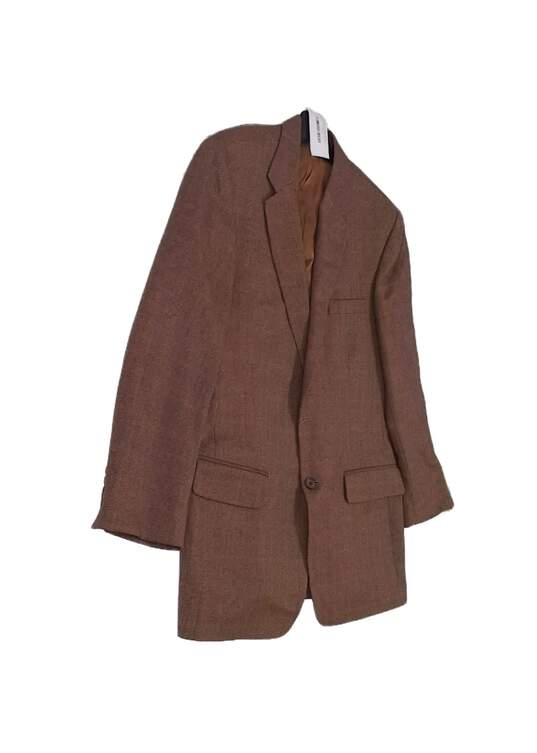 Mens Brown Herringbone Long Sleeve Collared Blazer Suit Jacket Size 42L image number 2