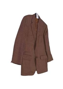 Mens Brown Herringbone Long Sleeve Collared Blazer Suit Jacket Size 42L alternative image