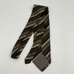 Mens Brown Classic Silk Stripped Adjustable Pointed Neck Tie One Size alternative image