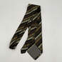 Mens Brown Classic Silk Stripped Adjustable Pointed Neck Tie One Size image number 2