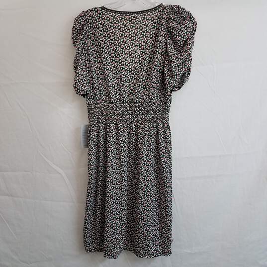 Women's ruched sleeve faux wrap mini floral dress L nwt image number 5