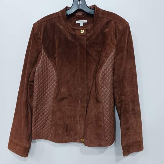 Women’s Isaac Mizrahi Live! Suede w/Lamb Leather Quilted Details Jacket Sz 16 image number 1