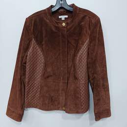 Women’s Isaac Mizrahi Live! Suede w/Lamb Leather Quilted Details Jacket Sz 16