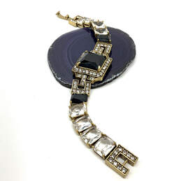 Designer J. Crew Gold-Tone Crystal Cut Black White Stone Chain Bracelet alternative image