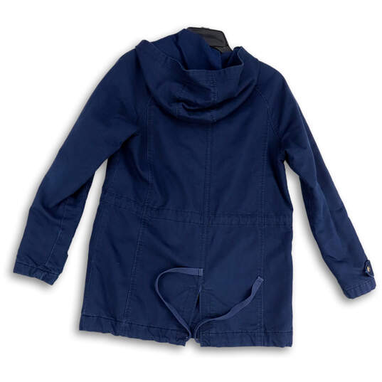 Womens Blue Long Sleeve Front Pockets Hooded Full-Zip Jacket Size Medium image number 2