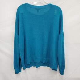 Eileen Fisher 100% Organic Cotton Silk Turquoise Long Sleeve Crewneck Sweater XL alternative image
